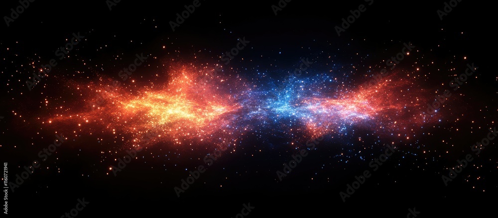 Obraz premium Cosmic Collision: A Celestial Dance of Fire and Ice