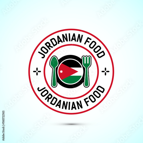 Jordanian food icon badge with flag, suitable for restaurant business