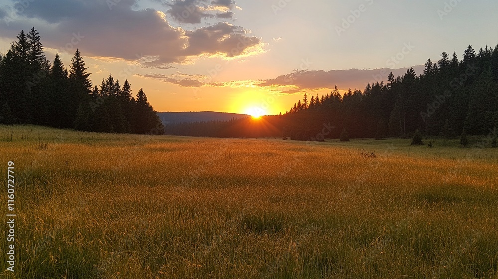 Naklejka premium Sunset over the Field.