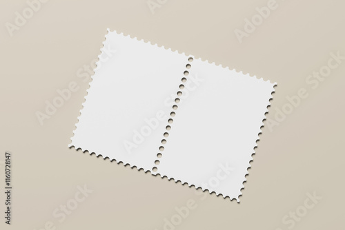 Postage Stamp Mockups on white 3D rendering
