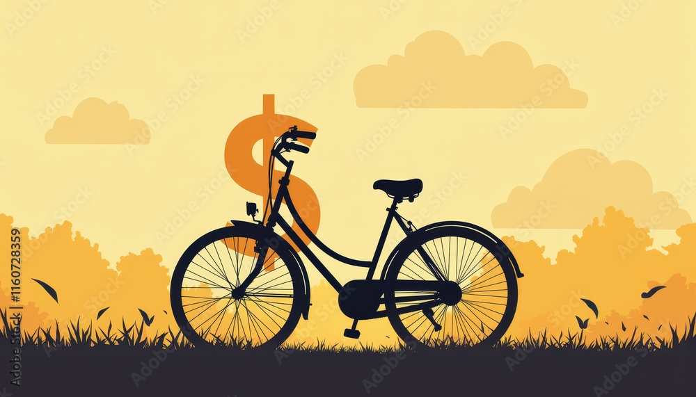 Obraz premium Person Biking in Autumn Landscape