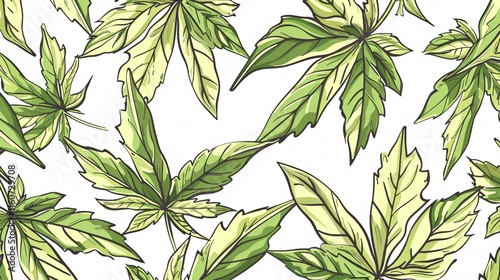 Wallpaper Mural Medical Marijuana Cartoon Style Image - Vibrant Green Hemp Leaves Illustration Torontodigital.ca