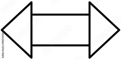 Dual outline arrow. Dual sided long straight arrow signs. Vector illustration and line art style.
