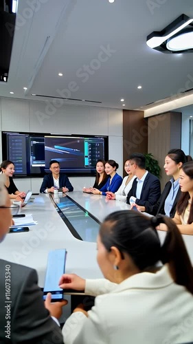 Diverse group of professionals in a meeting, collaborating and planning for success together.