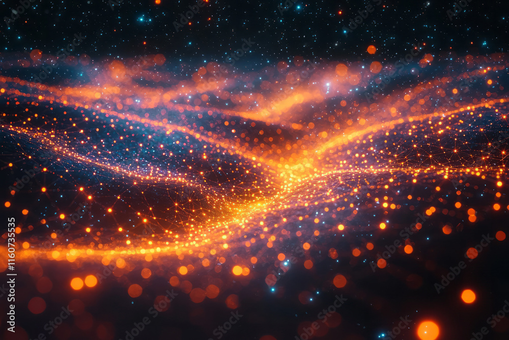 Obraz premium A glowing web of interconnected ideas floating in space,