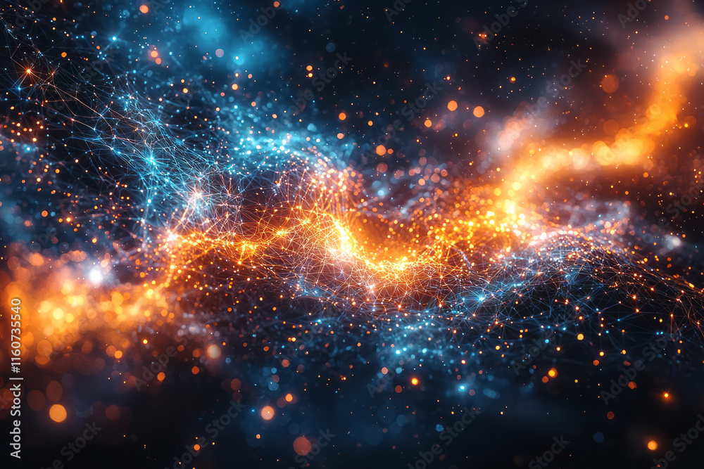 Obraz premium A glowing web of interconnected ideas floating in space,