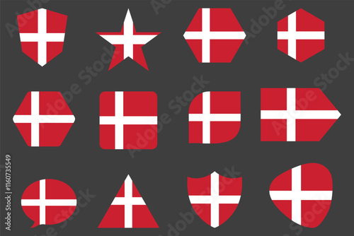 Flag of Denmark Set, Original and simple Denmark flag Bundle, vector illustration of Denmark flag Collection
