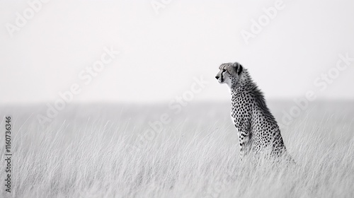 A Cheetah sits among tall grasses.