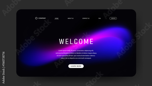Abstract wave futuristic design of landing page. retro gradient mesh website design	