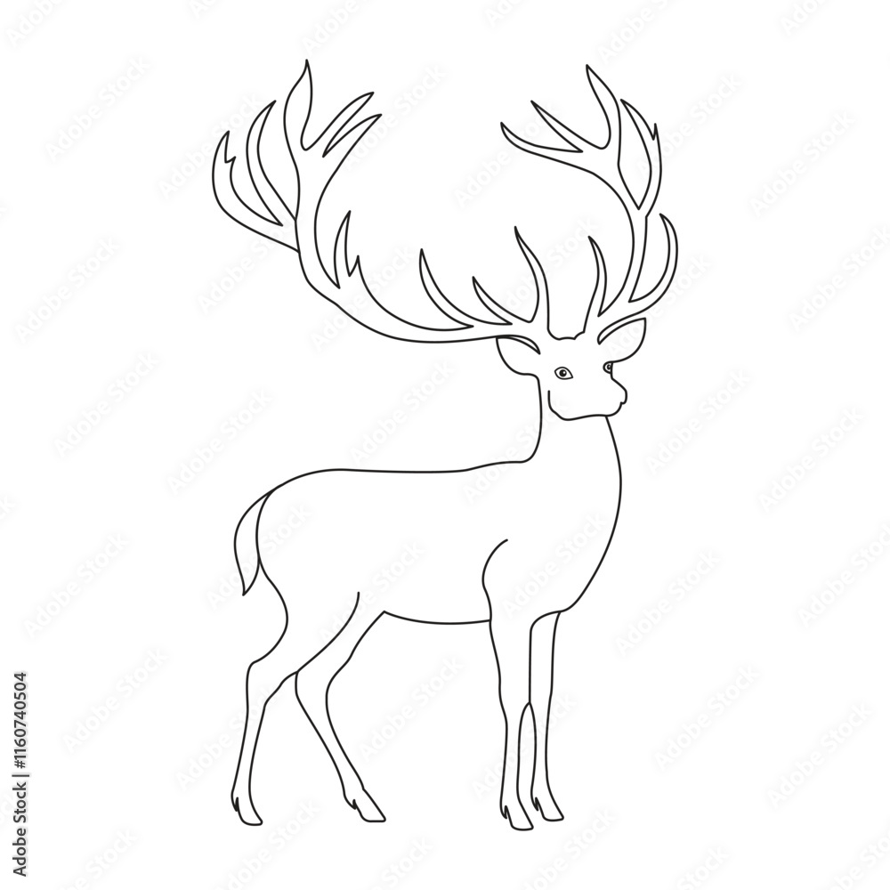 Fototapeta premium Elegant Deer Line Art Vector Illustration