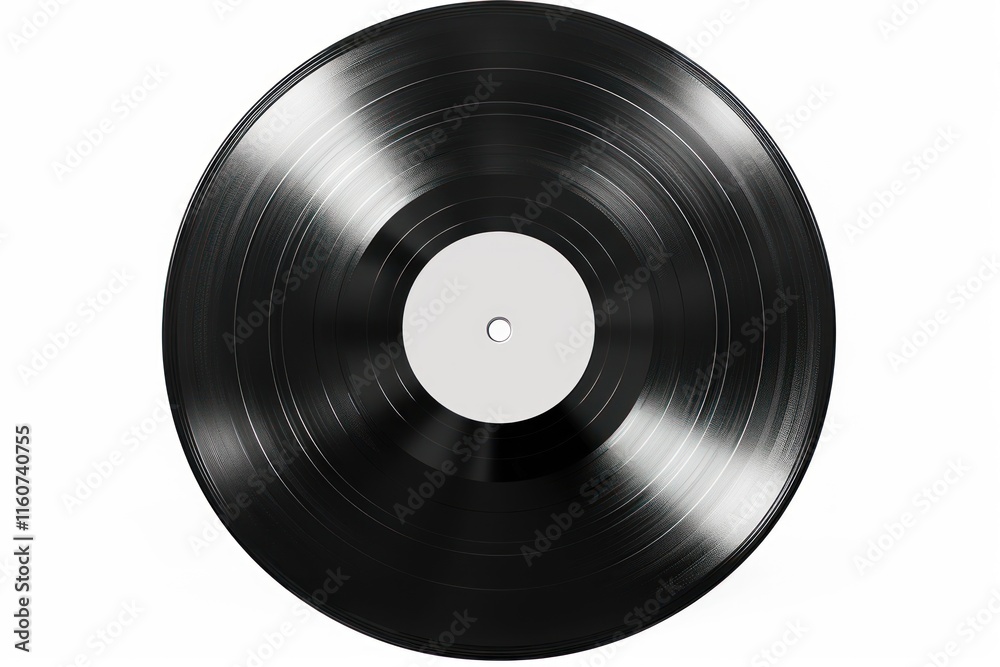 Obraz premium Black vinyl record with blank white label.