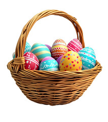 Easter basket isolated on a transparent background created with Generative AI technology