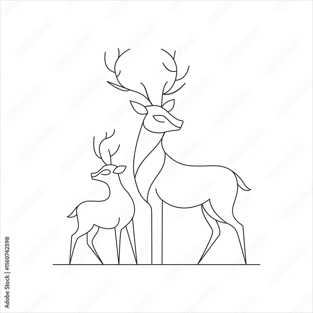 Elegant Deer Line Art Vector Illustration Elegant Deer Line Art Vector Illustration