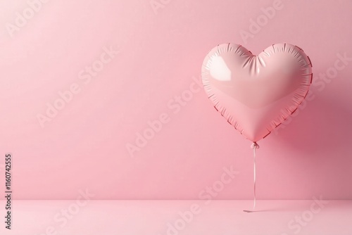 Wallpaper Mural A delicate pink heart-shaped balloon floats gently against a soft pink backdrop, a symbol of affection and celebration Torontodigital.ca