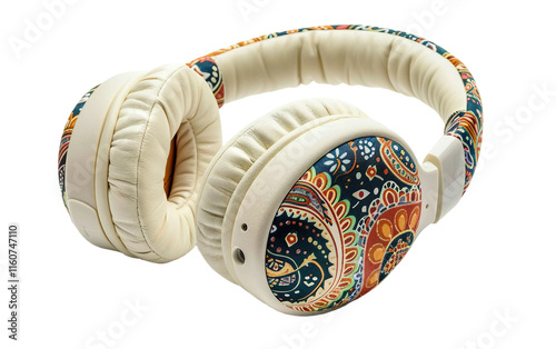 Headphone with Paisley on transparent background.PNG photo