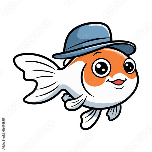 Funny goldfish cartoon vector illustration.Goldfish Wear Hed Funny cartoon Vector