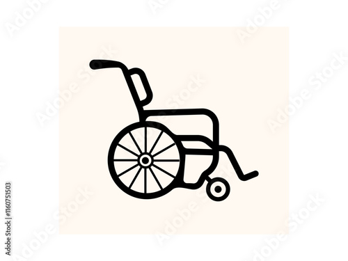 Wheel Chair User Icon Flat Graphic Design.Wheelchair user icon symbolizing inclusivity and support for individuals with disabilities.wheelchair icon isolated on white.wheelchair icon isolated on white