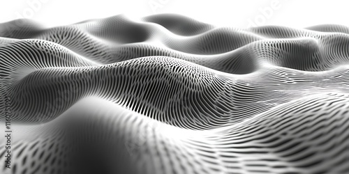 Wallpaper Mural Abstract grayscale 3D rendering of undulating, patterned surface. Torontodigital.ca