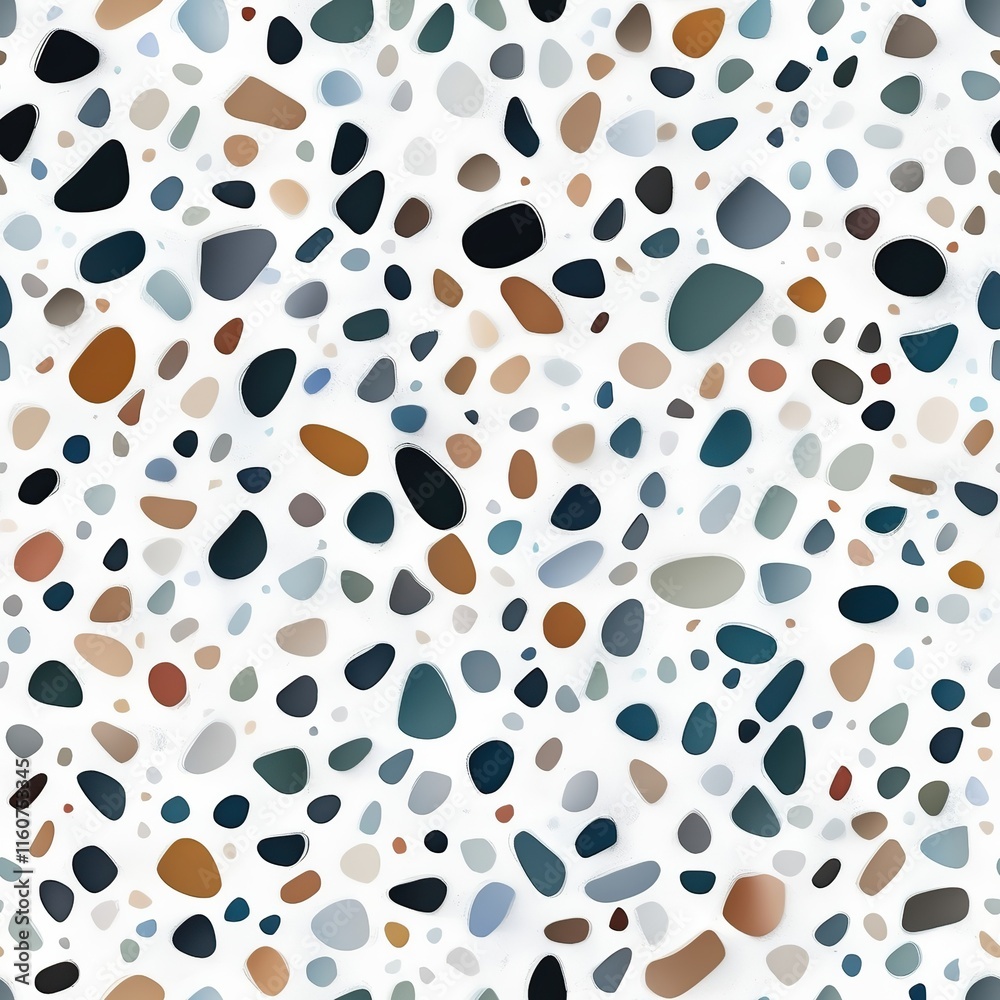 Fototapeta premium Terrazzo texture flooring pattern. The floor is granite-textured stone with a rock textile background. Natural pavement, quartz mosaic template. Modern design interior decor