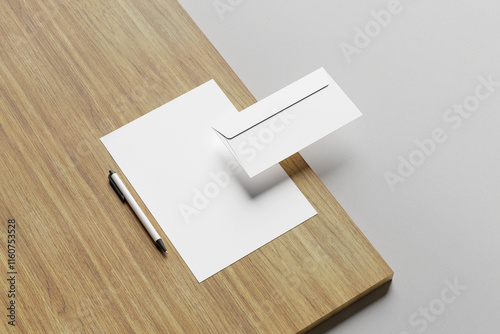 Stationery Branding mockups on white 3D rendering
