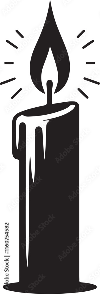 Christmas candle silhouette vector in EPS format, ideal for holiday decorations, festive designs, and seasonal projects. High-quality and scalable graphic.