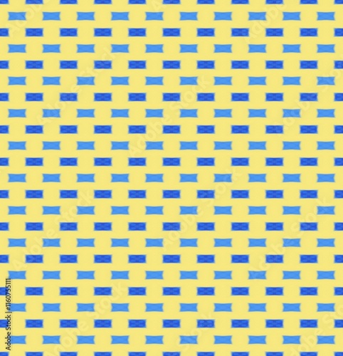 Seamless Blue Brick Pattern on Yellow Background photo