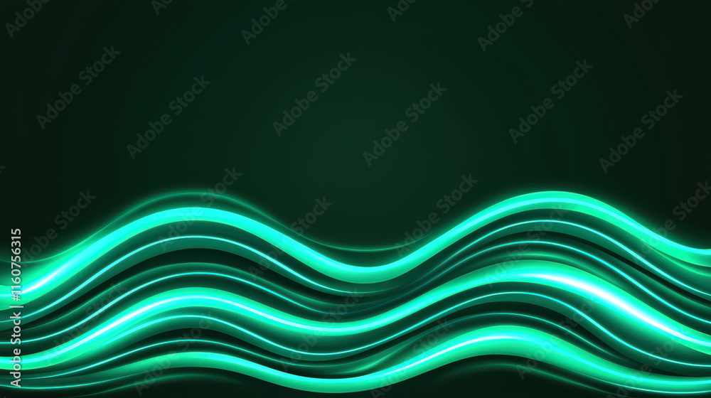Vibrant abstract design featuring glowing teal waves on dark background, creating sense of movement and energy Vibrant abstract design featuring glowing teal waves on dark background, creating sense of movement and energy