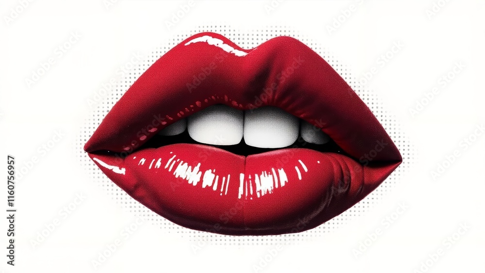Glossy Red Lips Art Glossy Red Lips Art