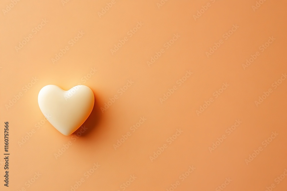 Creamy heart-shaped object on soft orange backdrop evokes warmth Creamy heart-shaped object on soft orange backdrop evokes warmth