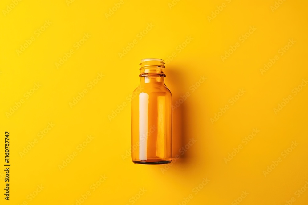 Amber bottle stands out against vibrant yellow background emphas