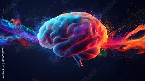 a colorful brain with sparks coming out of it