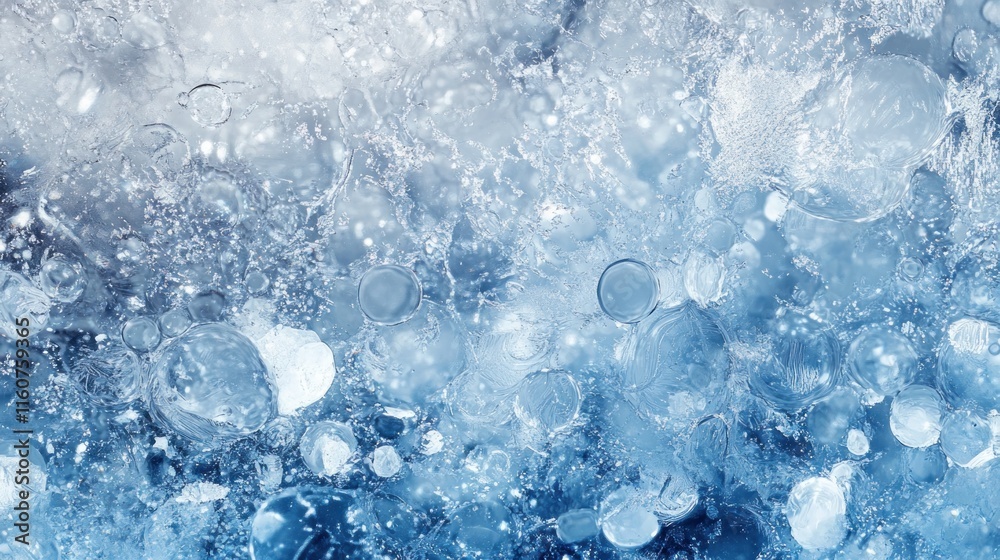 Obraz premium Close-up of icy texture with air bubbles.