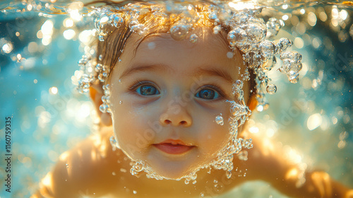 Enchanting Underwater Birth: Newborn Emerges Into Water World photo