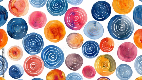 Vibrant Watercolor Circles in Abstract Design