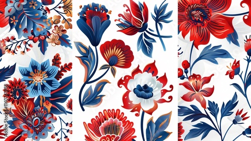 Contemporary Flower Ornament Ukrainian Vyshyvanka Design