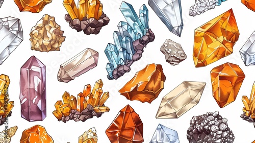 Exquisite Hand Drawn Minerals Seamless Pattern for Creative Design Projects