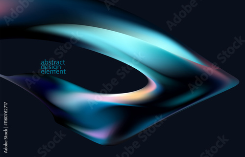 Abstract background of fluid iridescent shape. Elegant blue wallpaper.