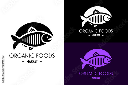 a retro design fish, organic foods market, restaurant, seafood, vitamin, paleo food, nutrition, natural, protein, food truck, fry fish, fish and chip, street food, vectors photo