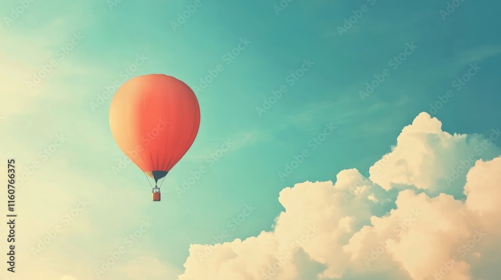 Fototapeta premium Colorful Balloon Floating in a Blue Sky