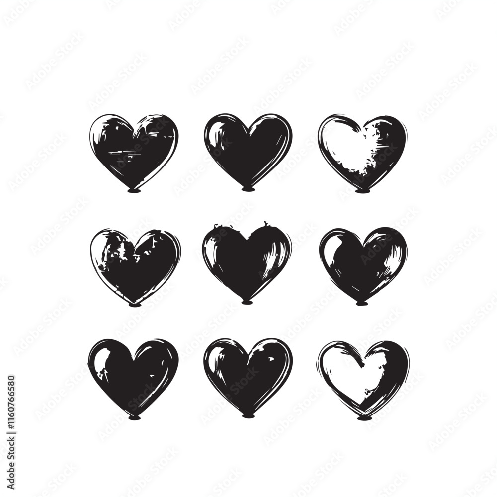 Set of hearts vector Silhouette Illustration Set of hearts vector Silhouette Illustration