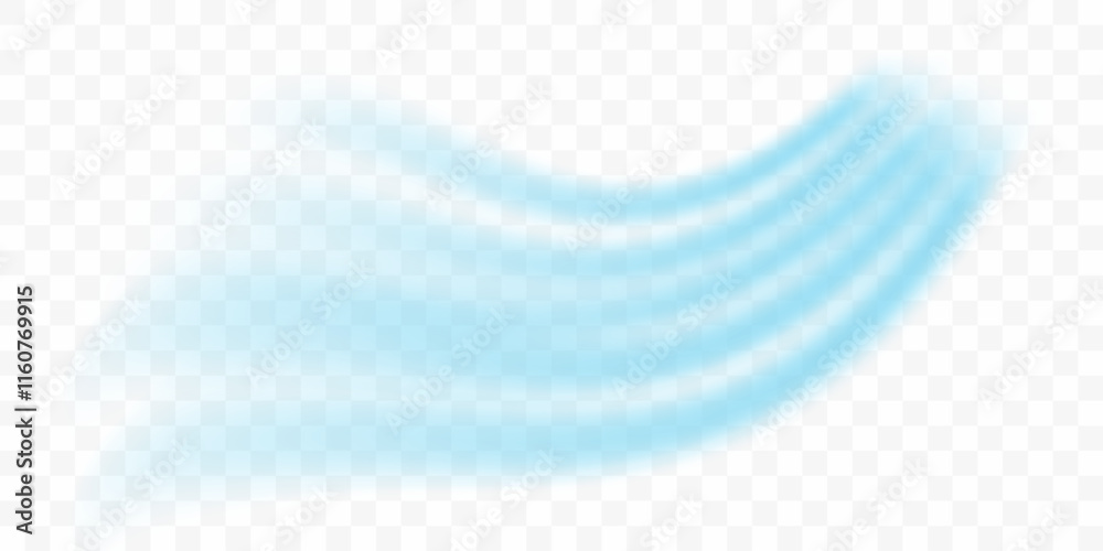 Cold flow from the air conditioner. Snowy frosty whirlwind. Realistic 3d vector isolated on transparent background
