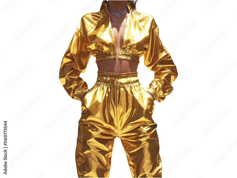 Stylish Metallic Jumpsuit with Accents in 3D Rendered Setting Stylish Metallic Jumpsuit with Accents in 3D Rendered Setting