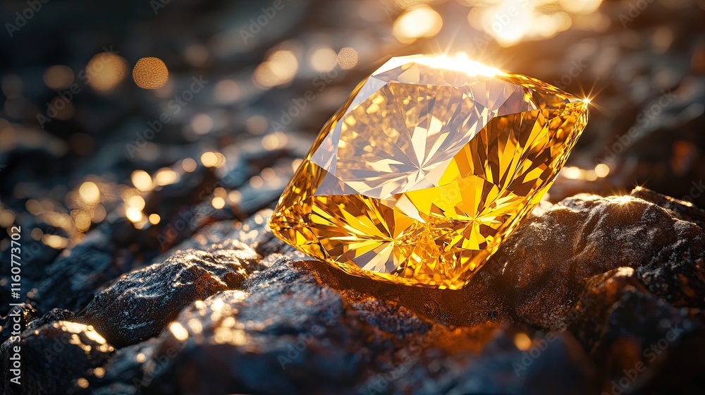 A sparkling yellow diamond, highlighting its brilliance. A sparkling yellow diamond, highlighting its brilliance.