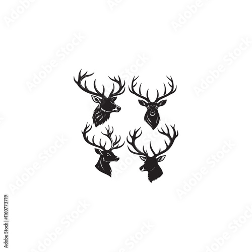 create a Deer antlers silhouette vector icon desing with a white background