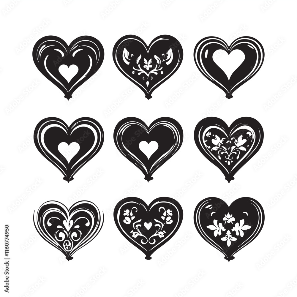 Set of hearts vector Silhouette Illustration Set of hearts vector Silhouette Illustration