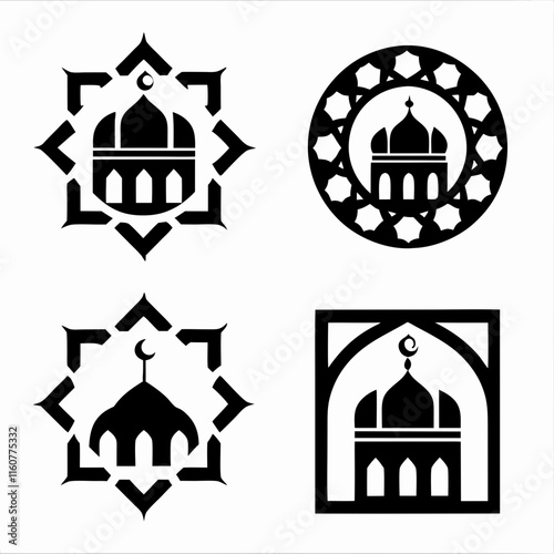 Islamic Mosque Icon Bundle for Vector Design. photo