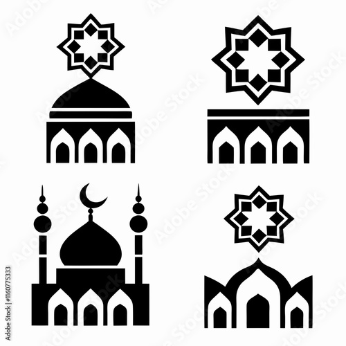 Islamic Mosque Icon Bundle for Vector Design. photo