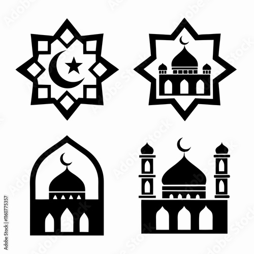 Islamic Mosque Icon Bundle for Vector Design. photo