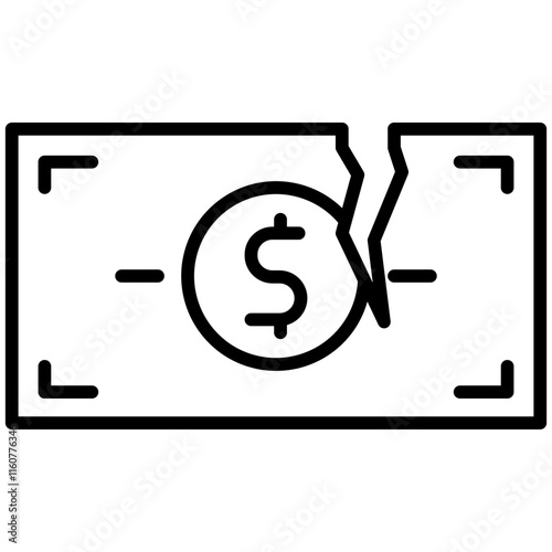 Bankrupt line icon style