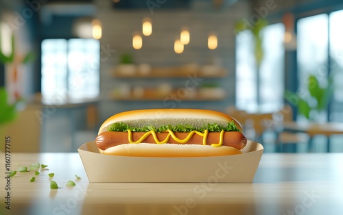 a hot dog with mustard on it